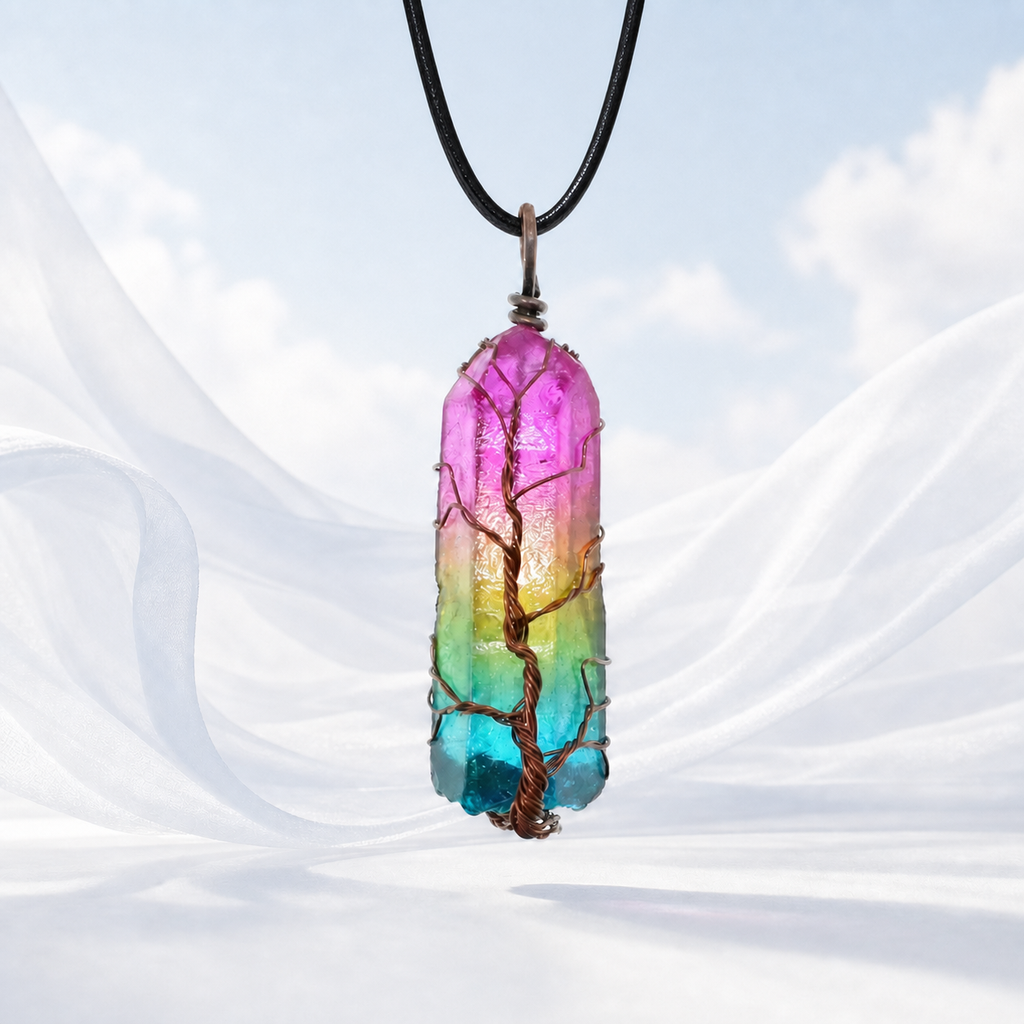 Air Element Tree of Life pendant on black cord